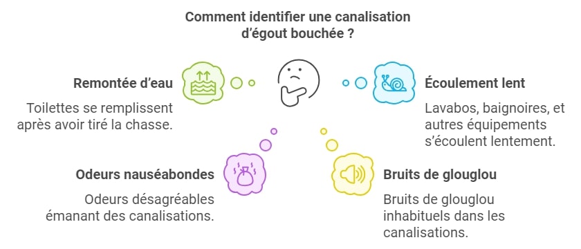 Signes indiquant une canalisation degout bouchee