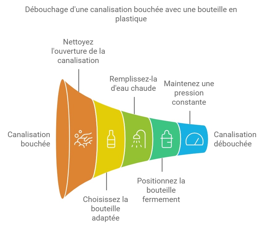 Debouchage dune canalisation bouchee avec une bouteille en plastique