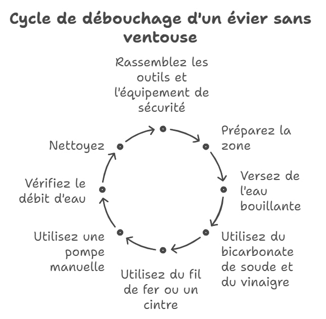 Cycle de debouchage dun evier sans ventouse