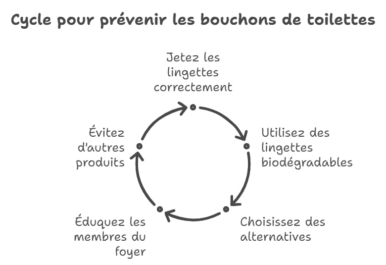 Cycle pour prevenir les bouchons de toilettes