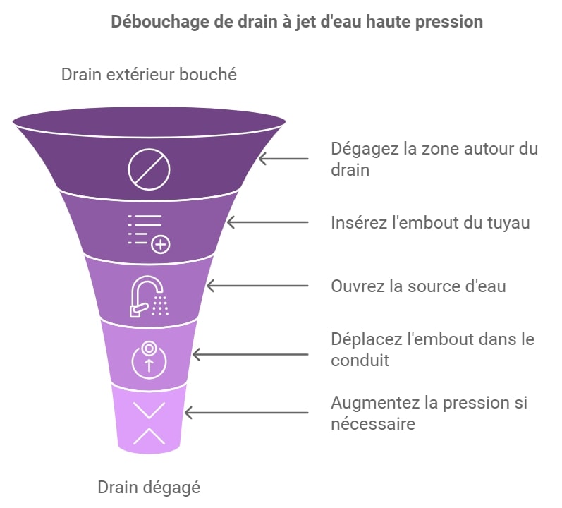 Debouchage de drain a jet deau haute pression