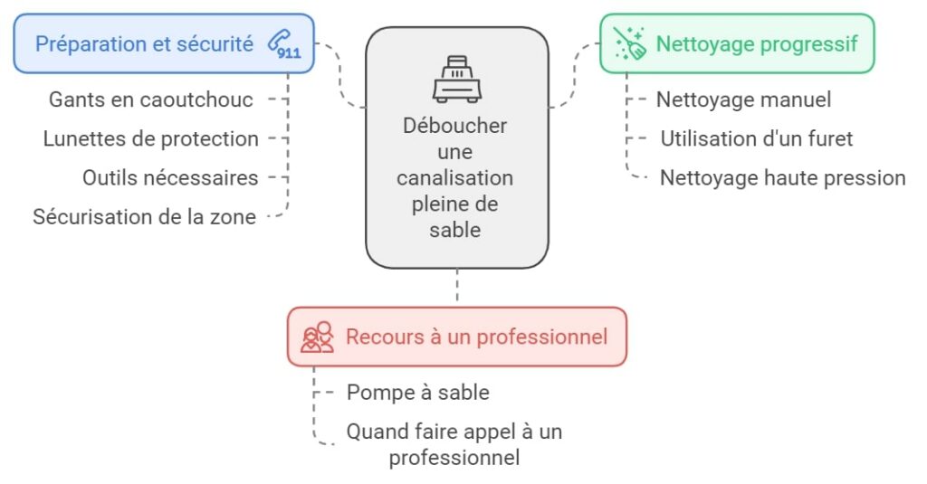 Deboucher une canaliation pleine de sable