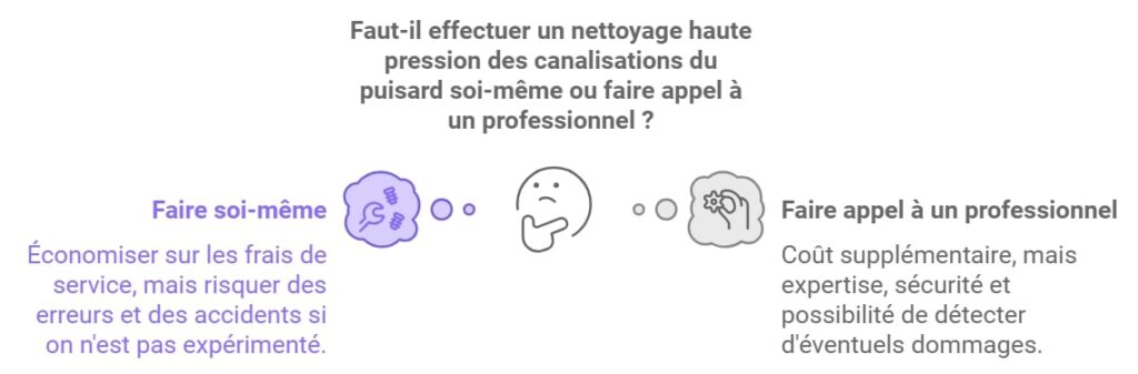 Effectuer un nettoyage haute pression des canalisations du puisard soi meme ou faire appel a un pro