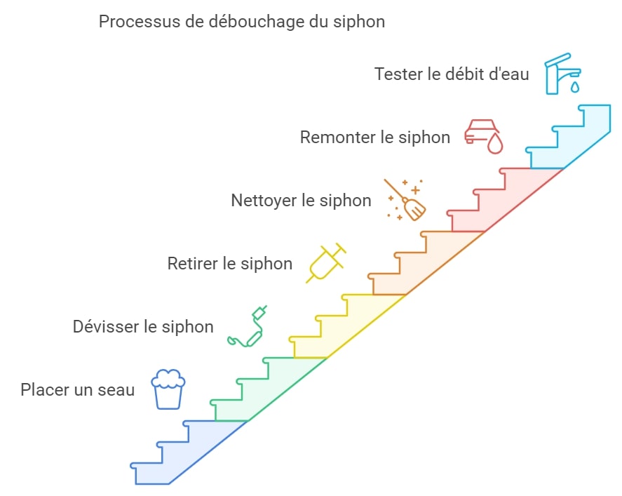 Processus de debouchage du siphon