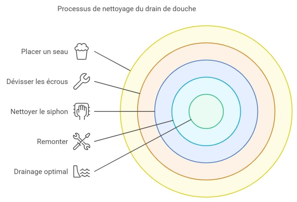 Processus de nettoyage du drain de douche