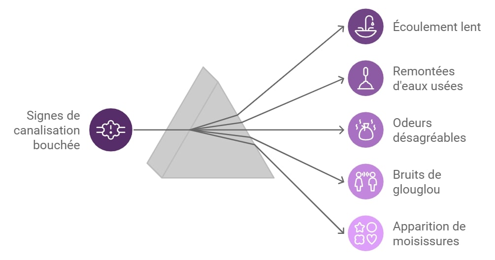 Signes de canalisation bouchee