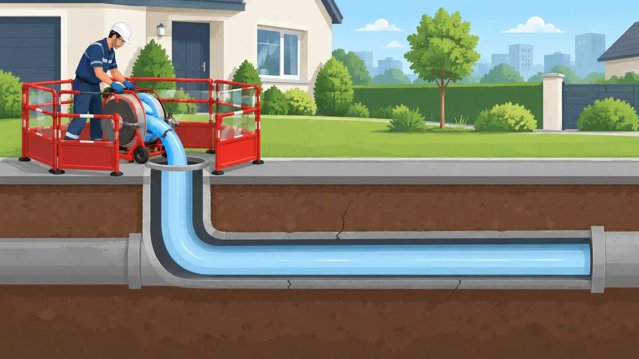 Gaine de chemisage introduite dans une canalisation fissurée