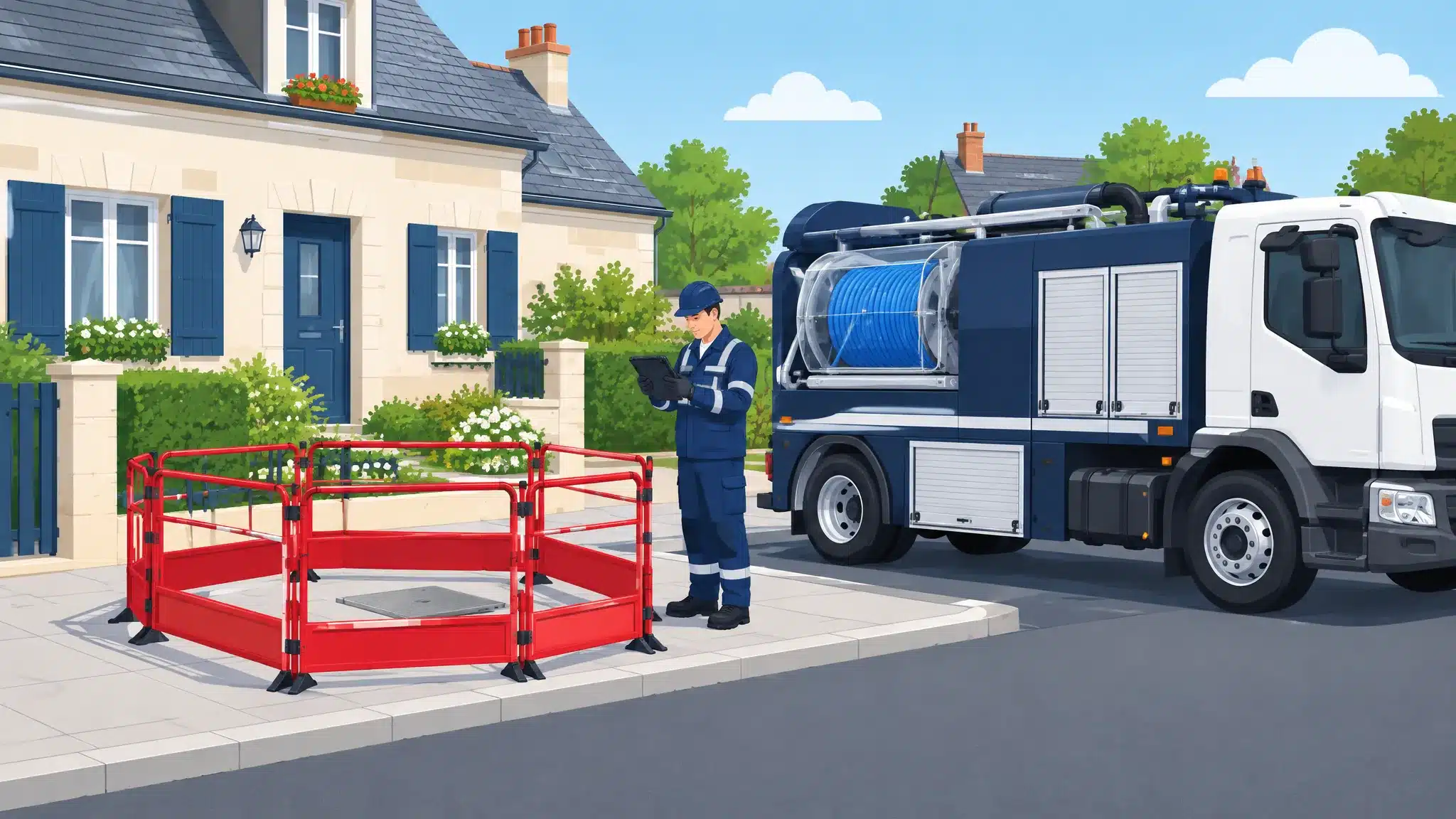 Technicien contrôlant le résultat après un curage de canalisation